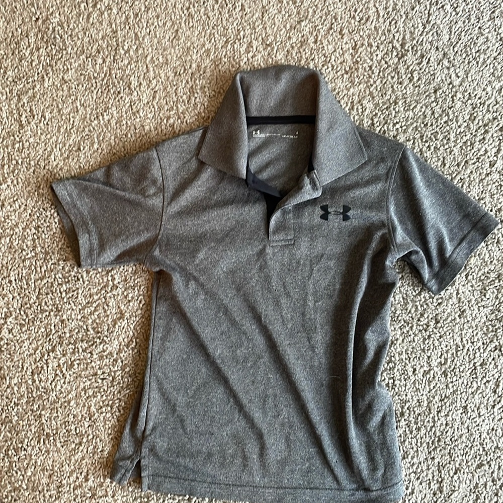 Under Armour Boys size 6 grey polo shirt